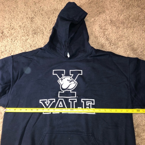 Vintage Yale Bulldogs Hoodie Adult Size Large Navy Sweatshirt Fall Winter Warm - Picture 10 of 14